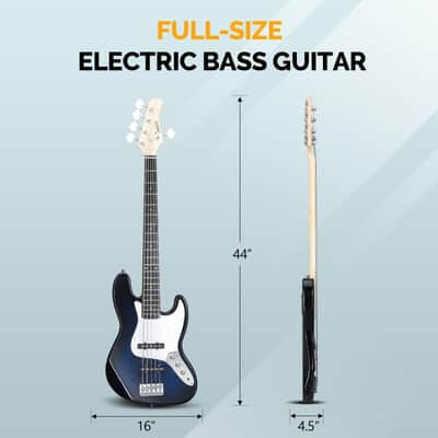 Glarry Blue Full Size 5 String GJazz Electric Bass Guitar image 5