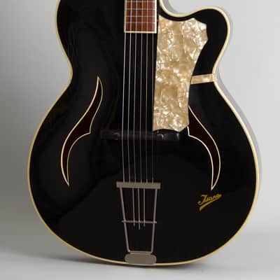 Isana Black Pearl Arch Top Acoustic Guitar (1959), molded fiberglass hard shell case. image 3