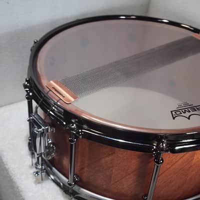 JT Custom Drums JT Custom Drums 14x6 Solid Mahogany Stave Snare Drum 2024 - Natural Color/ Lacquer image 5