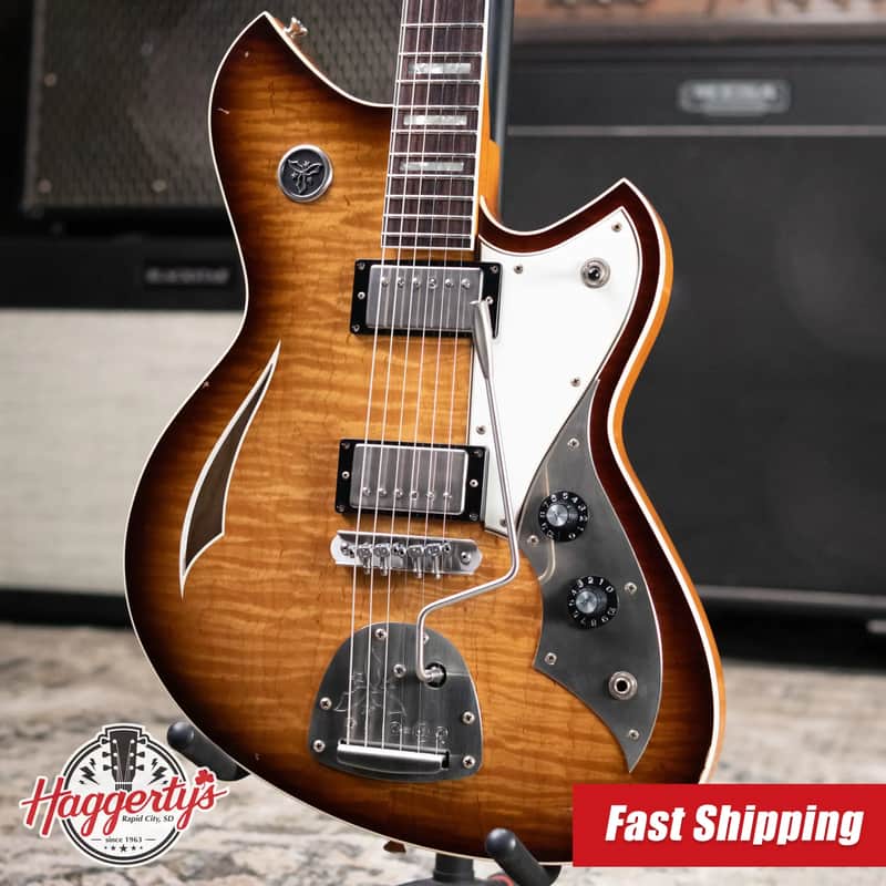 Novo Dealer Limited Miris JHH Semi-Hollow Electric Guitar - Amber Burst with Gig Bag image 1