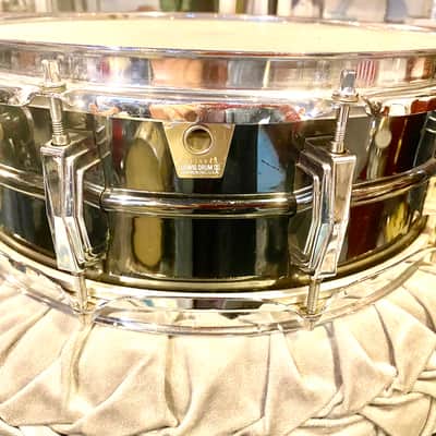 90s Ludwig Black Beauty  5x14" 10-Lug Brass Snare Drum Black Nickel-Chrome Plated image 2
