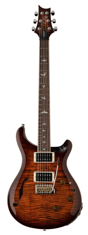 PRS SE Custom 24 Semi-Hollow Piezo 24-Fret Electric Guitar Orange Tiger Smokeburst with Gigbag image 1