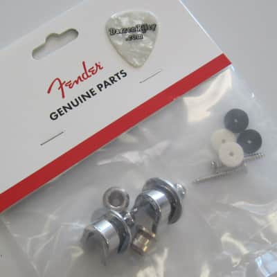 Fender Chrome Strap Locks with Buttons and Felt Washers 0990690000 image 1
