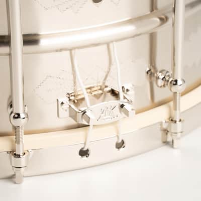 AK Drums Standard Model Nickel Over Brass / Hand Engraved AK Diamonds Pattern 6.5"×14" image 4