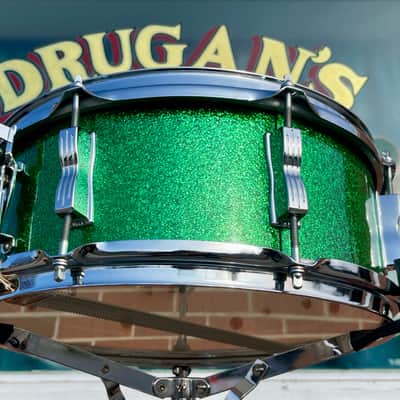 1960s Ludwig 5x14 No. 908P Jazz Festival Snare Drum Green Sparkle image 3