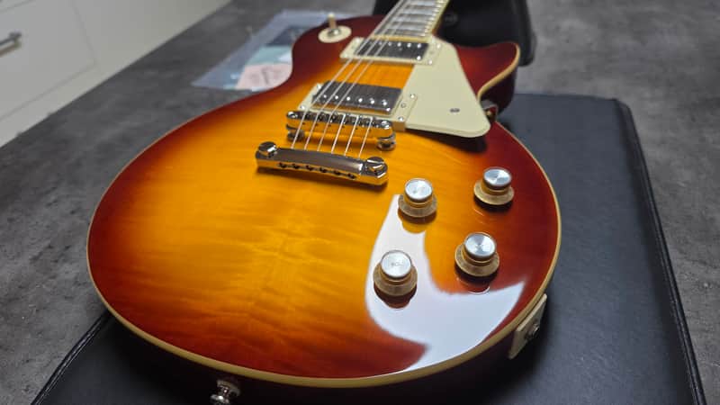 Epiphone 1960's Les Paul Standard 60s BRAND NEW Iced Tea Burst Sunburst Firgured Flame Top Electric Guitar Vintage SlimTaper C Neck Profile image 1