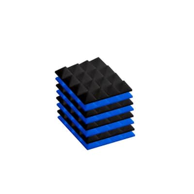 Arrowzoom 8 pcs 9.8 x 9.8 x 1.9 inches Black & Blue Pyramid Acoustic Studio Foam Tile Panel KK1034 image 1
