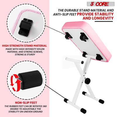 5 Core Keyboard Bench 3 Inch Padded Piano Stool Adjustable 20.5" Guitar Seat Heavy Duty Portable image 6