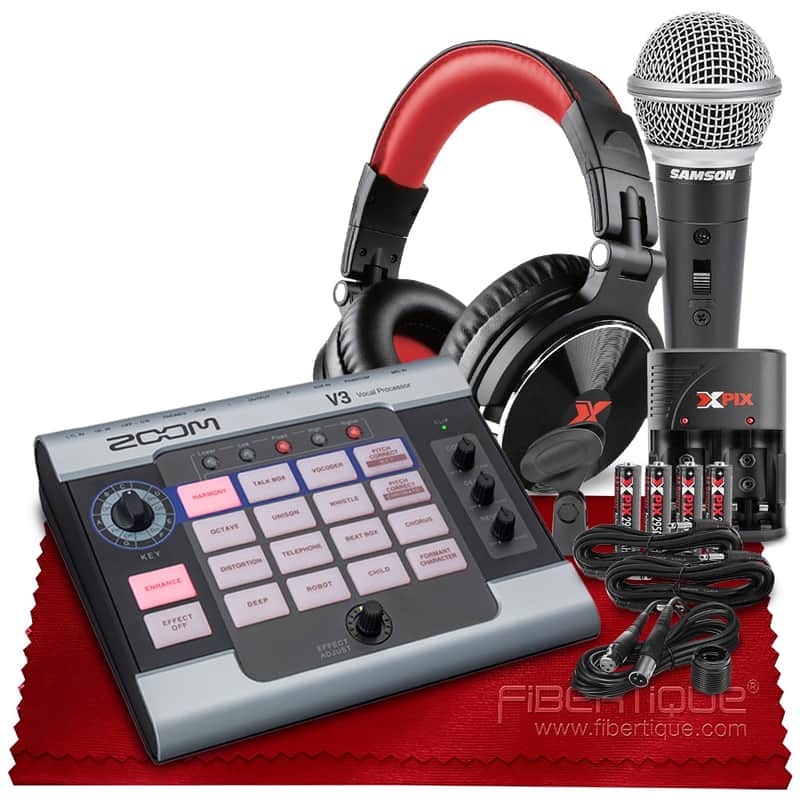Zoom V3 Vocal Processor, Effects Pedal, Battery Powered with Studio Effects, Harmony, Deluxe Bundle for Streaming and Recording image 1