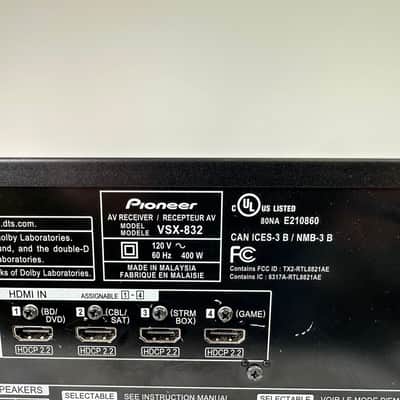 Pioneer VSX-832 4K Ultra HD Network AV Receiver 5.1 Channel w/ Remote image 7