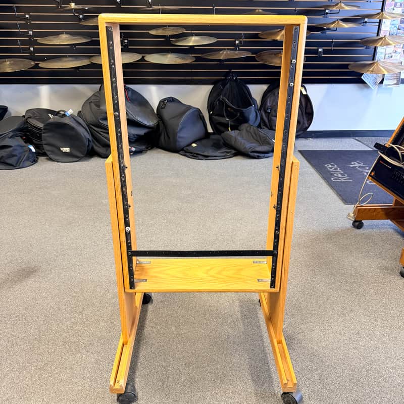 Unknown Solid Oak 14-Space Studio Rack on Casters – | Reverb