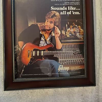 1982 Gibson Guitars Color Promotional Ad Framed Victory MV X Electric Guitar Original