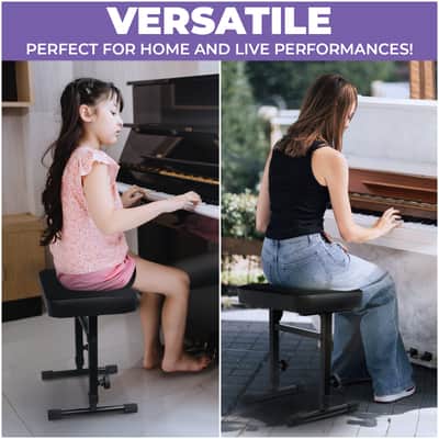 Liquid Stands Adjustable Piano Bench Stool with Black Padded Cushion for Musicians (Mesh Fabric) image 6