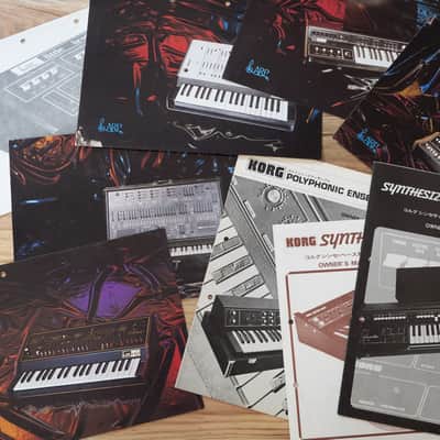 Lot: 6x A4 ARP adverts + 3x KORG Owner's manuals image 1