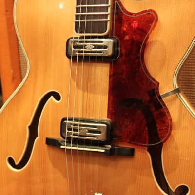 Vintage 1960 Hofner President Thin Natural Archtop Hollow Guitar No.401 w/ OHSC image 7