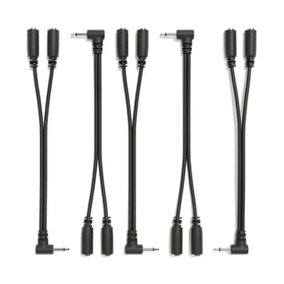 ExcelValley [Black] 5-Pack - Right Angle Mono Splitter Y Patch Cables - TS 3.5mm 1/8" Eurorack Synth Synthesizer image 1