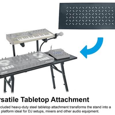 Rockville PKS44 2-Tier Keyboard/DJ Stand+Table Attachment+Gooseneck Mic Stand image 4