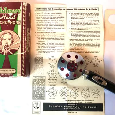 Vintage 1940's Philmore 1500 Hand-Held "Lollipop" Dynamic Microphone with Original Box-Works! image 4