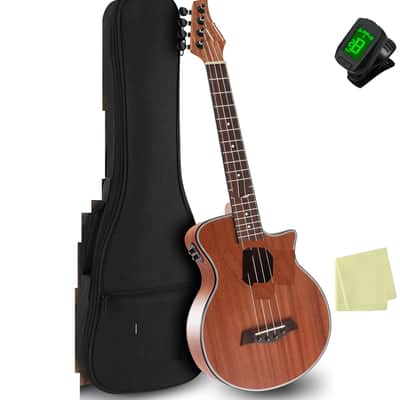 Electric Ukelele Concert Ukulele Acoustic Electric Uke with Equalizer 23 inch ukulele for adults Beginner with Starter Ukele Kit Include Ukulele Case Tuner Strap String Picks Clean Cloth image 1