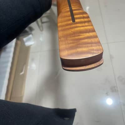 5-string electric bass neck jazz bass stainless steel 21 frets Roasted flame Maple guitar neck 34inch hole 18mm image 6