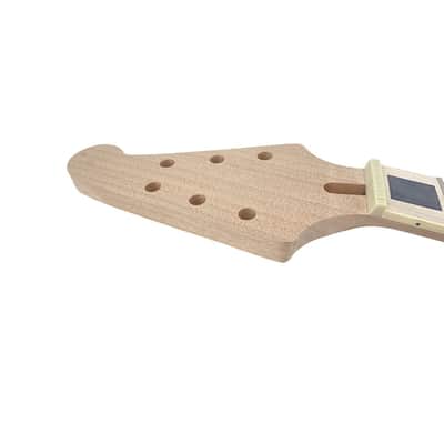 22 Fret Electric Guitar Neck 24.75" Maple Bound Maple Fretboard Block Inlay Unfinished image 6
