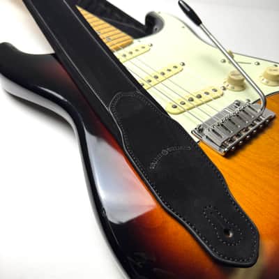Walker & Williams NL-04-BLK New Black on Black "Skinny" 2" Super Soft Full Grain Nubuck Leather Strap image 2