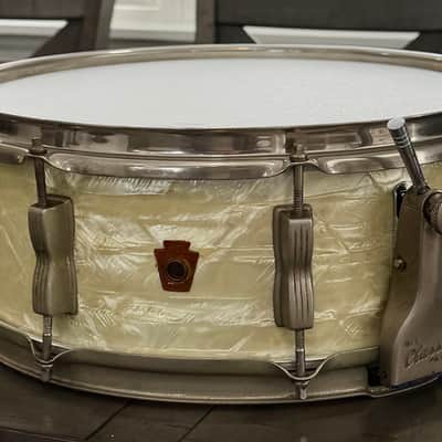WFL No. 900 Buddy Rich Super Classic 5.5x14" 8-Lug Snare Drum with P-87 Strainer 1948 - 1959 - White Marine Pearl image 1