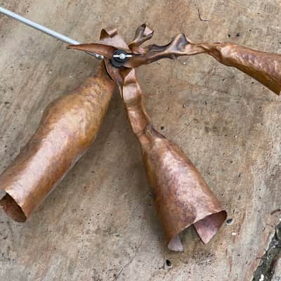 3 Custom Hammered Raw Copper Cowbells 14"-16" FX Chimes image 1