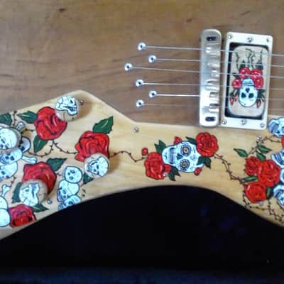 custom unique stock, Firebird R slab guitar,"Skulls&Roses",,handpainted+carved,collector item trades image 24
