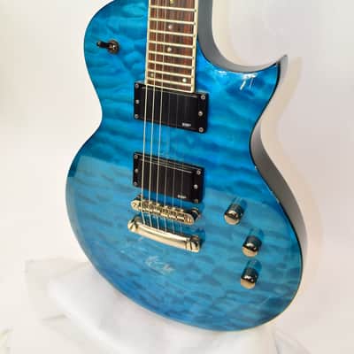 ESP EC-200QM Electric Guitar, See Thru Blue w/ Case image 4
