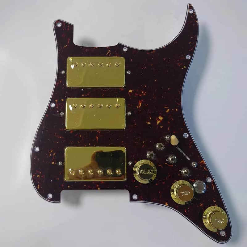 Tortoise Shell Strat Style Guitar HHH Loaded Prewired Pickguard with Alnico Humbucker Pickups image 1