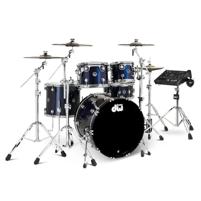 DW DWe 5pc Complete Electronic/Acoustic Drum Set w/Roland V71 Midnight Blue Metallic image 1