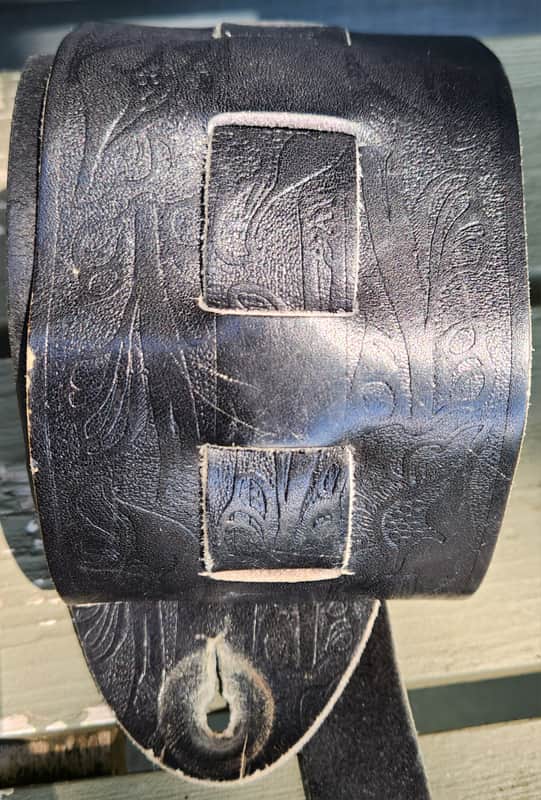 VINTAGE! Hand-Tooled Leather Bass Guitar Strap 1970s image 1