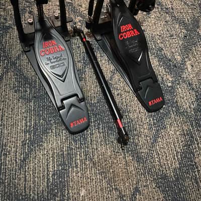 Tama Iron Cobra 600 25th Anniversary double kick pedal red and black image 8