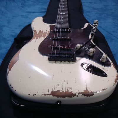 Custom Strat Nitro White Relic "Stars & Skull" 2018 image 23