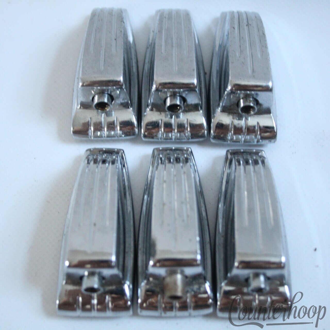 Ludwig 6x Bass/Floor Tom Drum Lugs Large Classic Chrome Vintage 70s USA P2243B* — main photograph