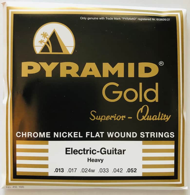 Pyramid Gold Chrome Nickel Flat Wound Electric Guitar Strings 13-52 image 1