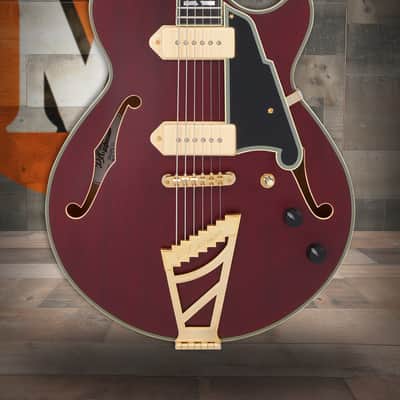 D'Angelico Deluxe Brighton Baritone - Satin Trans Wine (DADBSSSTWGS) image 1