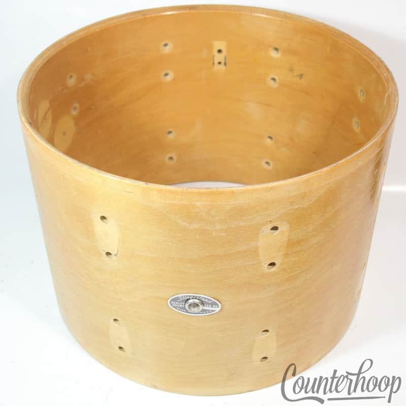 Slingerland 10x14"Tom Drum Shell 5Ply Natural Maple Black/White Niles Vintage70s image 1