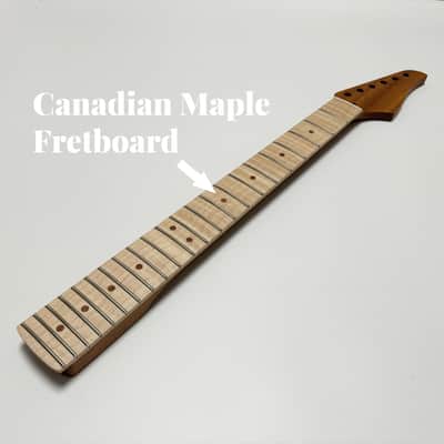 Amuic Strats Guitar Neck 22 Frets, 25.5'' Mahogany Wood Modern C Shape Electric Guitar Neck with Medium Jumbo Fret & Bone Nut for ST Style Guitar Parts Replacement image 3