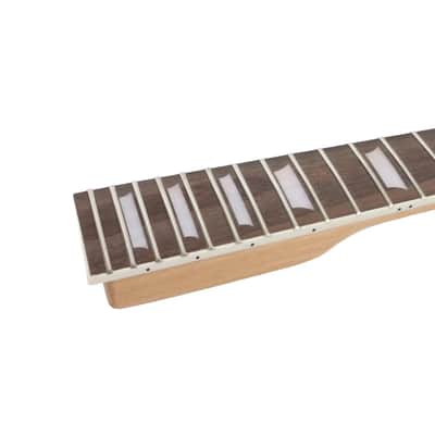Left-Hand 24.75" Guitar Neck – 22 Fret Mahogany with Rosewood Fretboard & Block Inlays, Bolt-On image 5