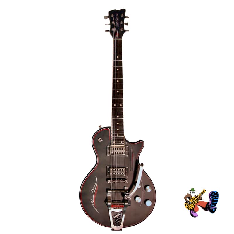 James Trussart Deville 2025 Satin Black Pinstripe Metal Bigsby B7 image 1