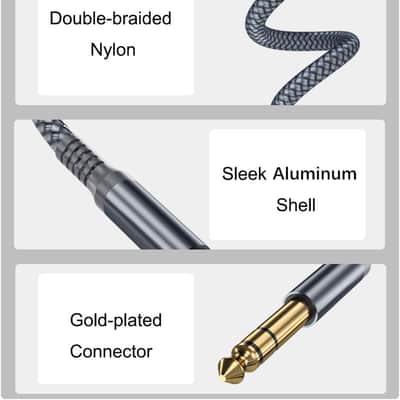 1/4 Inch TRS Instrument Guitar Cable 10ft 2Pack,Straight 6.35mm Guitar Bass AMP Cord,Quarter Inch 6.3mm Male Jack Stereo Audio Balanced Line for Electric Guitar,Bass,Keyboard,Amplifier,Speaker image 2