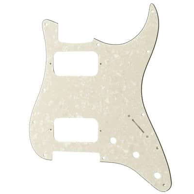 11 Holes Round Corner HH Strat Pickguard 2 Humbuckers for American/Mexican Fender Standard Stratocaster Electric Guitar, 4Ply Aged White Pearl image 1
