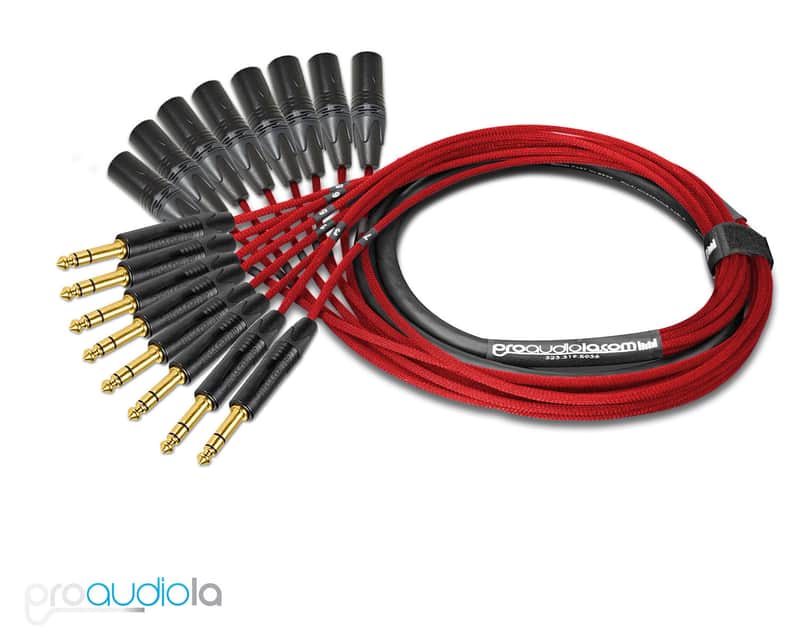 Premium Mogami 2932 8 Channel Snake | Neutrik Gold 1/4" TRS to XLR-M | Red | 90 Feet image 1
