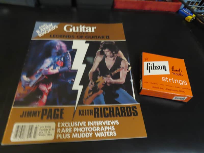 GUITAR PLAYER LEGENDS of GUITAR ll 1984 KEITH RICHARDS JIMMY PAGE RANDY RHODES MUDDY WATERS NOS MAGAZINE 1 PACK 50's GIBSON STRINGS NEW CASE CANDY RARE! GIFT! image 1