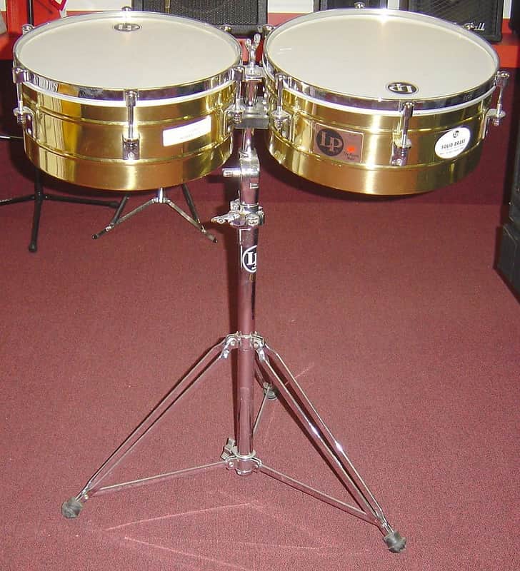 Latin Percussion LP257-B Tito Puente Signature 14" / 15" Brass Timbales w/ Stand image 1