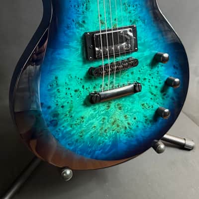 Schecter Solo-II Standard Electric Guitar Ocean Blue Burst Burl Finish image 3