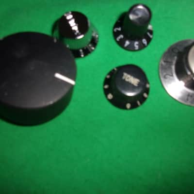 Lot of 5 Misc. Black Knobs for Guitars, Pedals, amp etc. Volume Tone Controls image 1