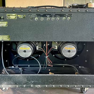 Roland JC-120 Jazz Chorus, 2-Channel, 120-Watt, 2x12", and R&R road case - all once used by Marty Willson-Piper of The Church image 2